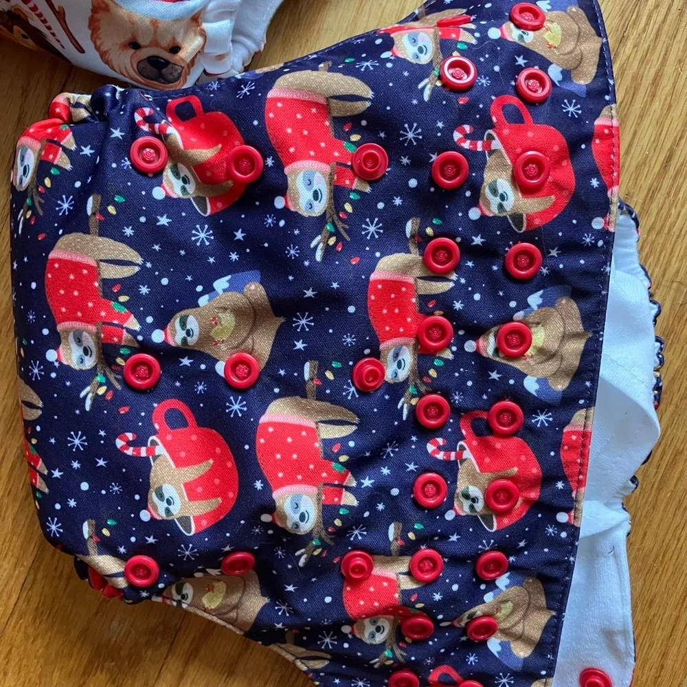 MAMA KOALA Cloth Pocket Diapers Lot of Three Christmas Patterns